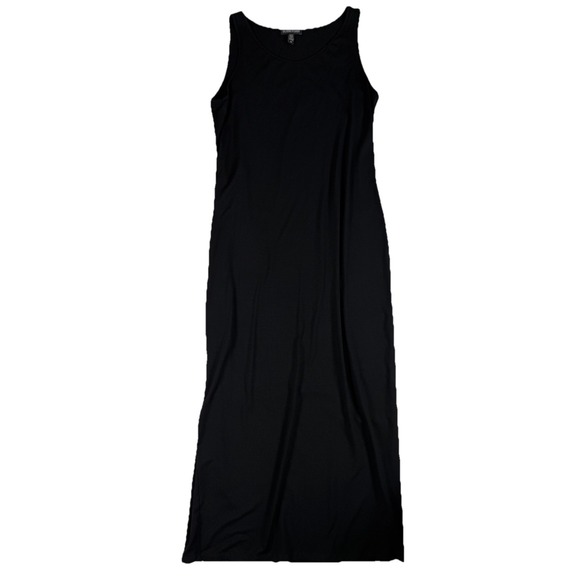 Eileen Fisher System Viscose Jersey Tank Dress Black Size Small Luxury Casual - Picture 2 of 8